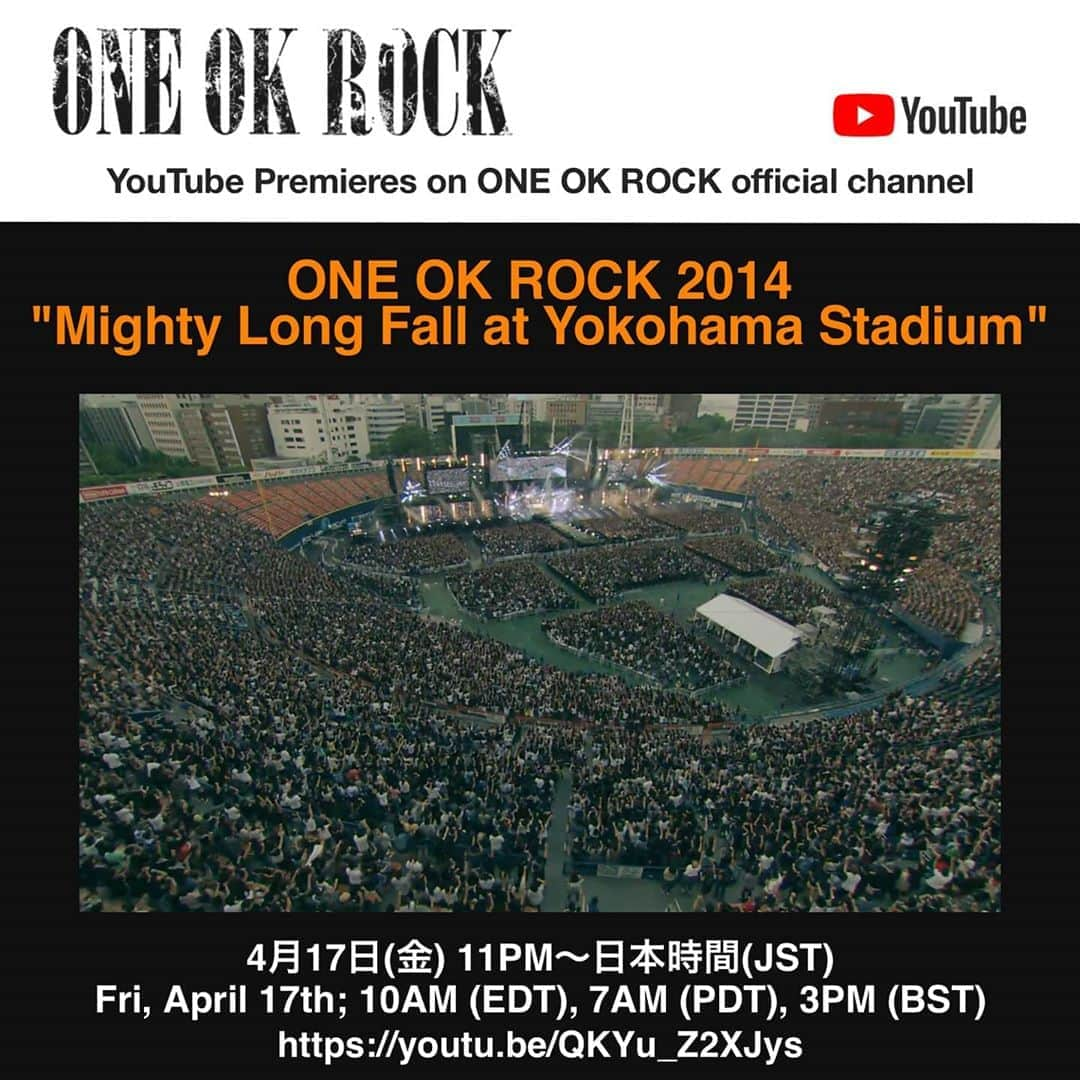 ONE OK ROCKさんのインスタグラム写真 - (ONE OK ROCKInstagram)「Really looking forward to this!! Let's stay strong together.  #stayhome #ONEOKROCK  Friday, April 17th 11:00PM (JST) 10:00 AM (EDT), 7:00 AM (PDT), 3:00 PM (BST) URL：https://youtu.be/QKYu_Z2XJys」4月17日 17時20分 - oneokrockofficial