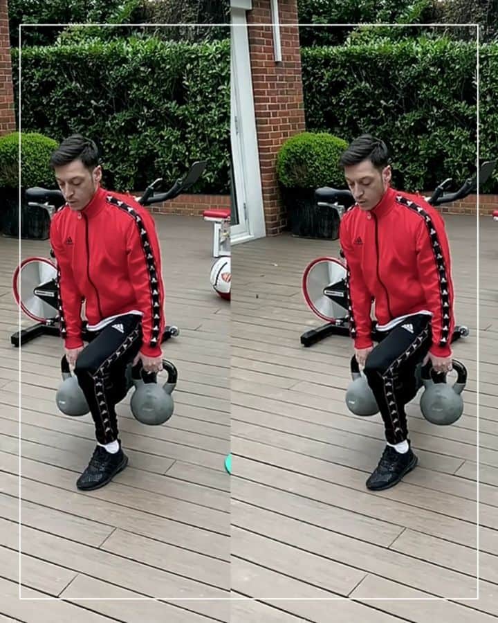 メスト・エジルのインスタグラム：「Friday workout 🔥🔥 Let's keep fit 💪🏼 #M1Ö #stayathome 🏡」