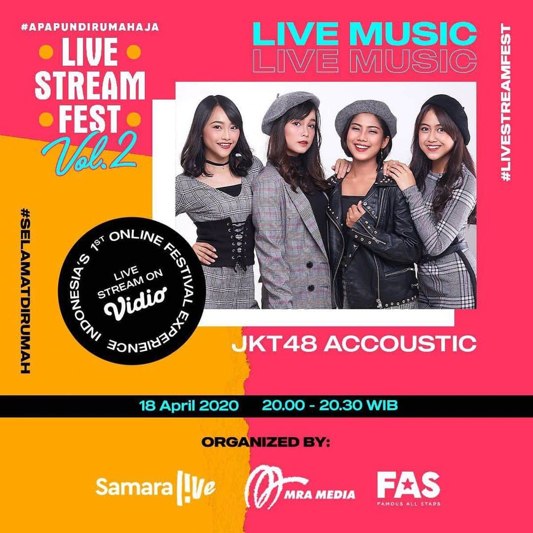 ロナ・アングラエニのインスタグラム：「Come and watch me at #ApaPunDiRumahAja Live Stream Fest Vol.2!! Tonton di @vidiodotcom sesiku hari ini jam 20.00 WIB sambil berdonasi ke Benih Baik  #ApaPunDiRumahAja Live Stream Fest Vol. 2 persembah Samara Live, MRA Media, dan FAS  akan hadir pada tanggal 17-19 April 2020 di Vidio bersama sejumlah musisi, selebriti, konten kreator untuk mengajak lebih banyak lagi pihak berpartisipasi dan bergerak bersama membantu warga masyarakat yang terkena dampak COVID-19 seperti pekerja harian, pedagang kecil, panti asuhan, panti jompo dan rumah yatim. Untuk jadwal lengkap bisa dicek di @livestream.fest, see you!  #ApaPunMomennya #LiveStreamFest #SebotolKebaikan #SelamatDiRumah *Link on my bio*」