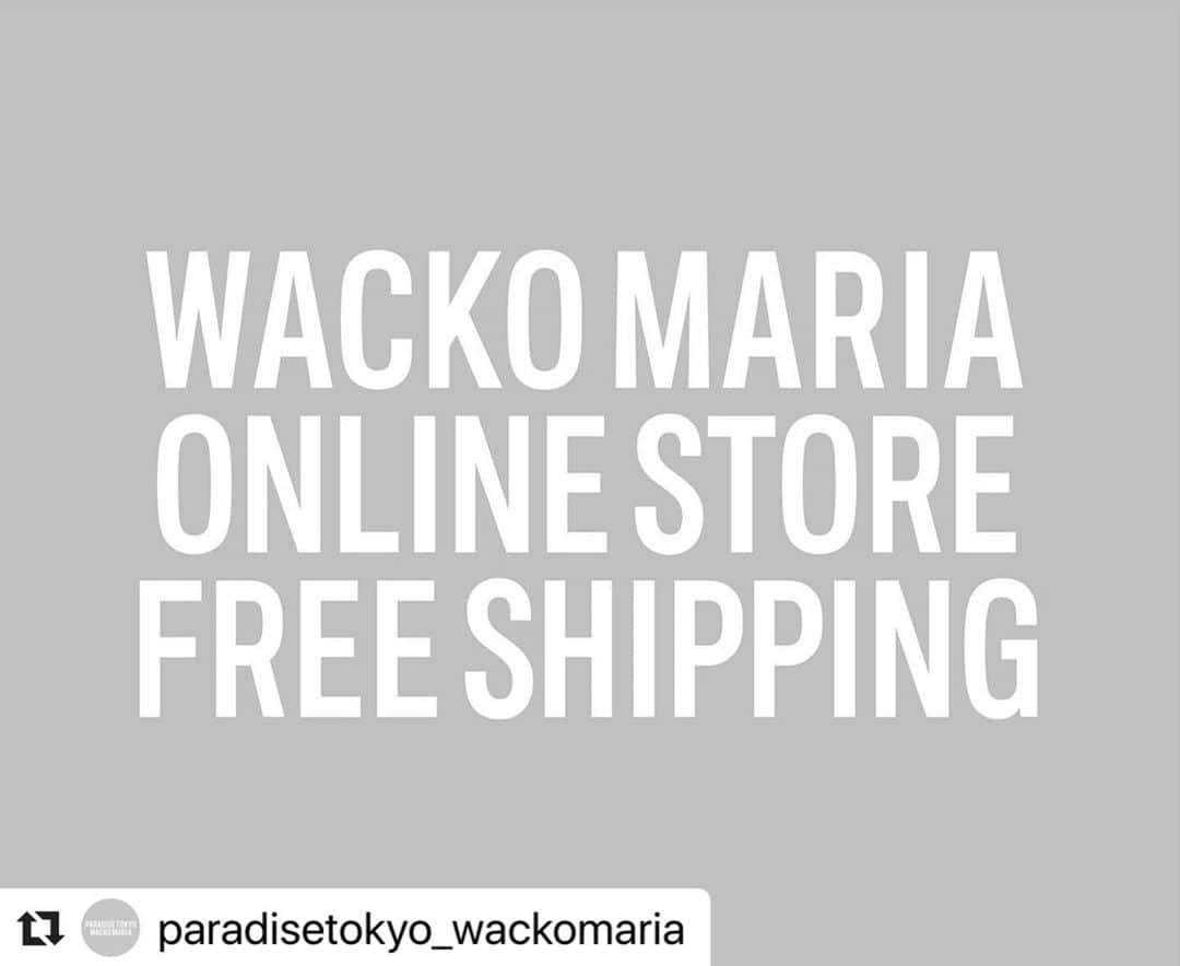 Daizo Yoshiokaのインスタグラム：「#Repost @paradisetokyo_wackomaria with @make_repost ・・・ INFORMATION 日頃よりWACKO MARIAをご愛顧頂き誠にありがとうございます。  WACKO MARIA直営店舗は新型ウイルスCOVID-19感染拡大防止の為、 臨時休業とさせていただきますが、 WACKO MARIA ONLINE STOREは通常営業をさせていただきます。  PARADISE TOKYO及び、WACKO MARIAの直営店舗が臨時休業の4/18(土) - 4/26(日)までの期間は、 ONLINE STOREにて15,000円以上の商品をご購入いただきましたお客様は送料を無料にさせていただきます。  ご注文お待ちしております。  WACKO MARIA #wackomaria #guiltyparties #paradisetokyo」