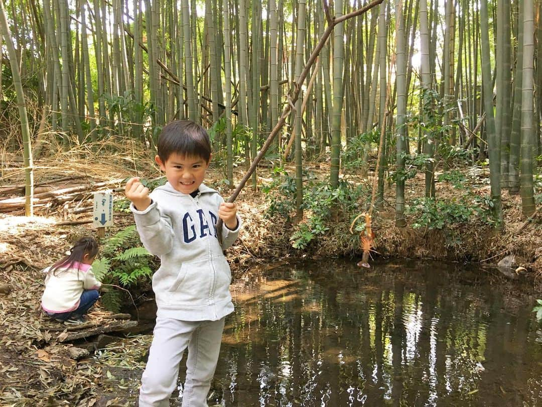 本多洸亮さんのインスタグラム写真 - (本多洸亮Instagram)「木の棒をそれぞれ選ばせて、ザリガニ釣りスタート🎣 ポイント4箇所目で釣れてパパ安心😭 4時間のザリガニ釣りは大成功！ でもね、釣れて気がついたけど… おれら3人ザリガニ触れないwww 怖い！！！！w  #おうち時間 #庭 #ザリガニ釣り #ザリガニ臭い #ザリガニ怖い #餌のスルメ娘がほぼ食べた #うちの娘はスルメで入れ食い」4月18日 14時54分 - kosuke_k42