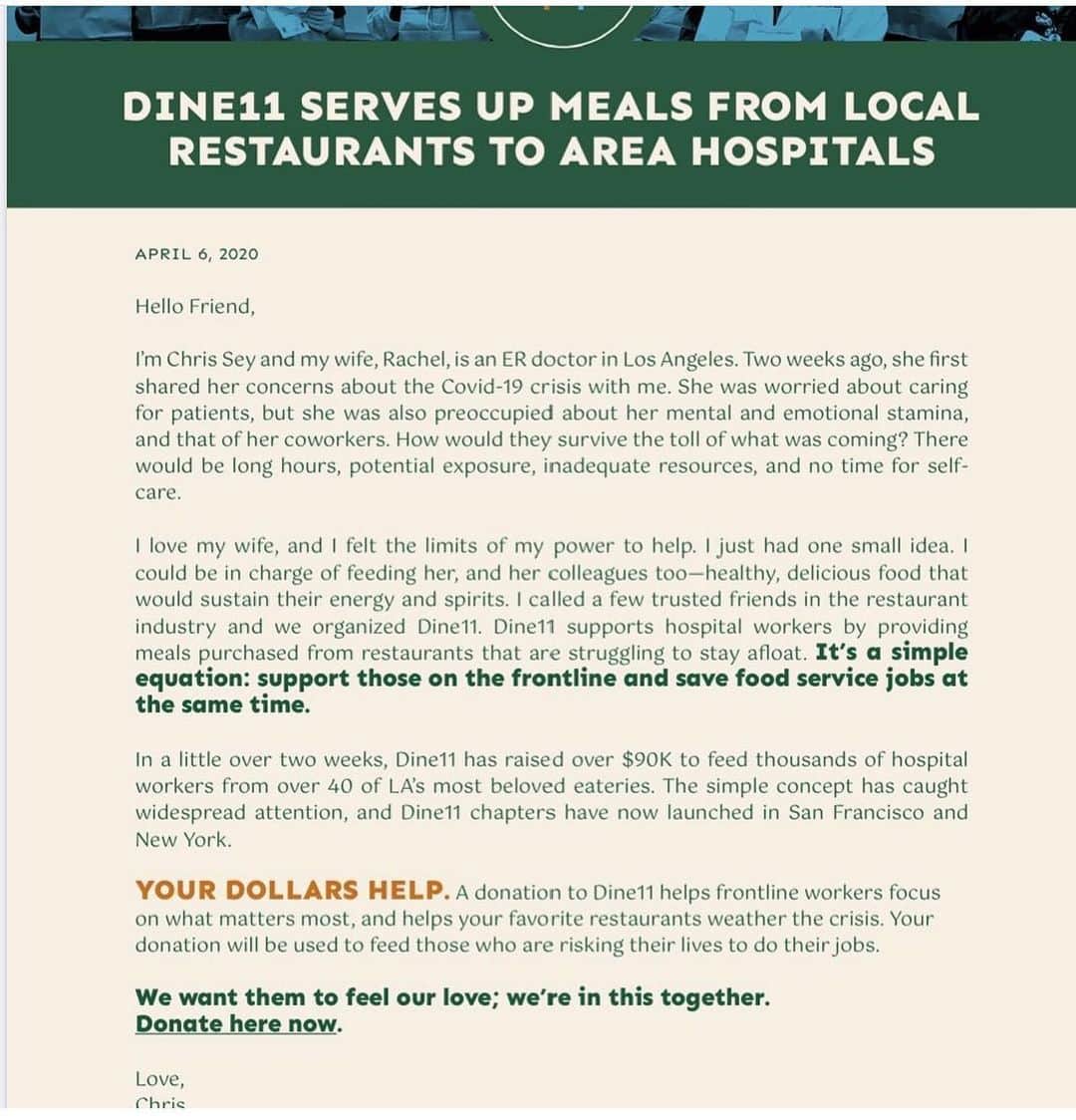 ガブリエル・マクトのインスタグラム：「This was written by my pal Chris...I’ve been posting about @dineoneone - please donate and spread the word for continuing to help all the people on our front lines specifically our healthcare and local restaurants.  I’m so grateful for all the people working so hard to provide essential needs.  @csey700 @damisisays @rpearly website link in my bio to donate...thank you.」