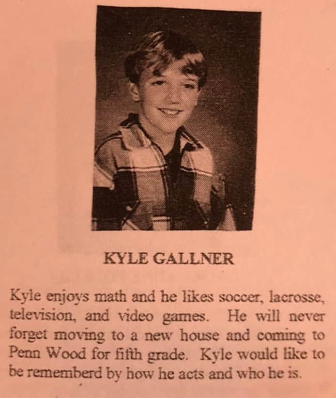 カイル・ガルナーのインスタグラム：「Just in case you were curious. Thanks @louiekovatch for digging this up. Apparently they wrote our yearbook bios like we had just died. That was also probably the last year I liked math or i was lying or was pressured into saying some crap by my teacher because I didn’t know what to say.」