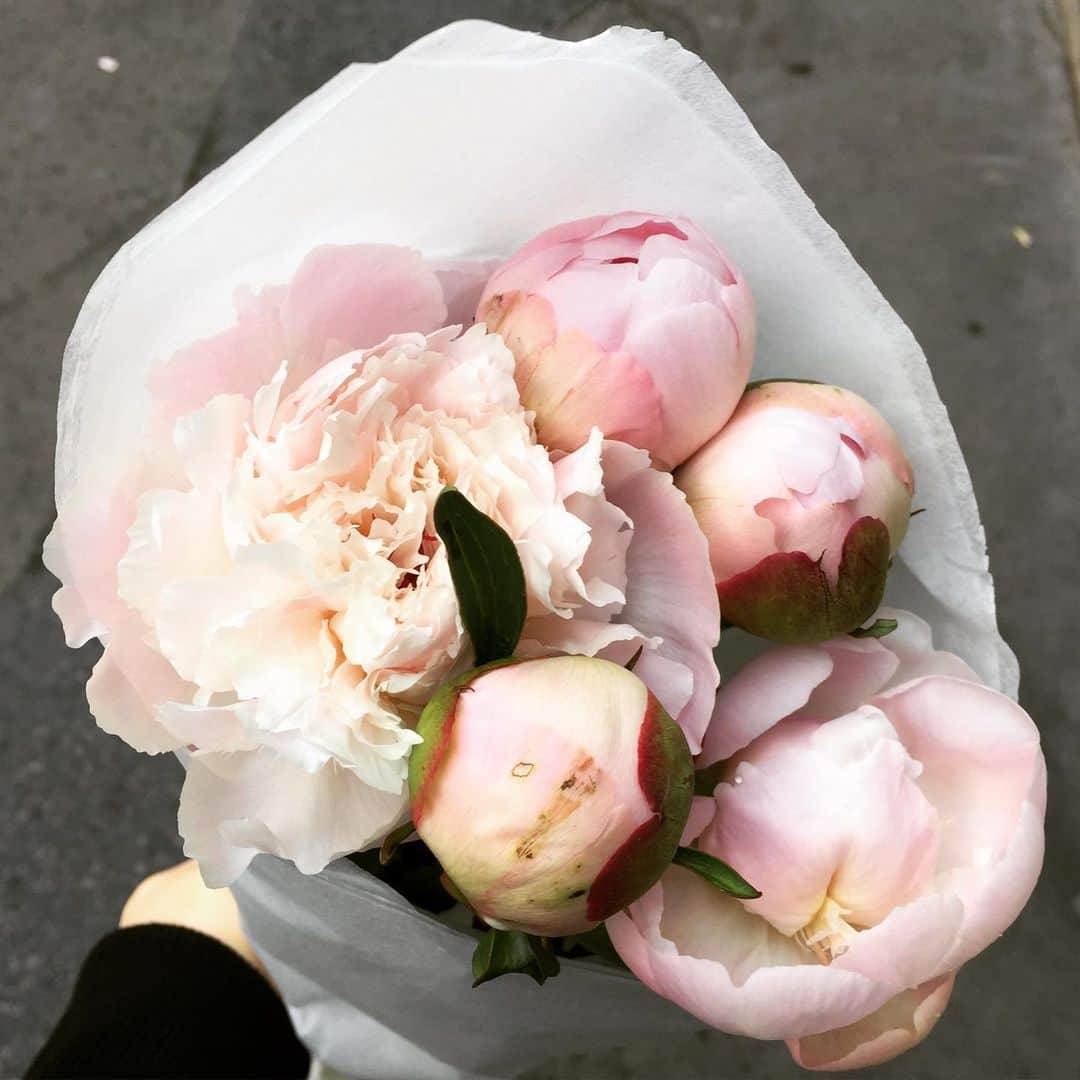 大森美希さんのインスタグラム写真 - (大森美希Instagram)「Lockdown Day 33 🔐  Found a flower shop that open for reservation customers💐🥰 買い物に出かけたら道ですれ違う女性が数人花束を持っていたのでどこで買ったのだろうと行ってみたら大好きな芍薬の花が😍  どうやら予約のお客さんのためにお店を開けていたようで、私も少し分けてもらった🥰🍀 #pivoine #peony #fleurs #flowers #paris #france #parislife #myfavoriteflower #myfavouriteflower #relax #lockdown #confinement #florist #stayhome #restonscheznous #芍薬 #シャクヤク #ブーケ #パリ #パリ生活 #パリ散歩 #パリところどころ #海外生活  #花のある生活 #花 #リラックス #花のある暮らし #外出制限 #外出制限中のパリ #癒し」4月19日 5時34分 - mikiomori_