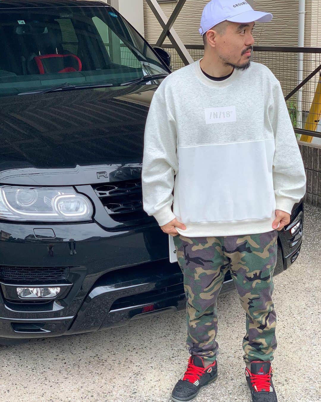 青木康平のインスタグラム：「グランダンエースのVELOR SWEAT😎 キャップ🧢 着心地はマジ最高です👌👌👌 皆さんも着てみて下さい💪💪💪 このあと13時から　@chrisnewtokyo とインスタLive🎤やります😏 #groundnace#グランダンエース @ground_n_ace  https://groundnace.com」