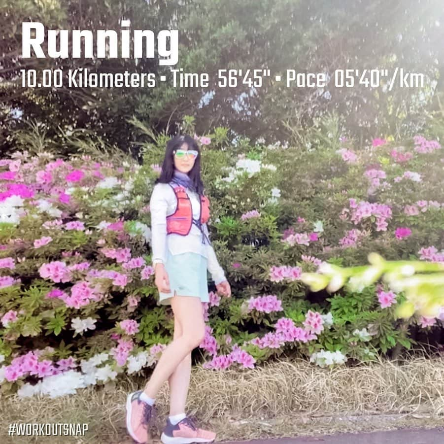 土屋香織さんのインスタグラム写真 - (土屋香織Instagram)「🏃‍♀️.10km run𖤐𖤐𖤐 超いい天気で気持ちよかった♡ マスク代わりにバフとサングラスで完全に怪しい人🕶笑 虫いっぱい飛んでたから全部ガード✌︎ つつじの季節になりました❁ . Sunglasses. @golfgoodr_jp  Tops.  @nike  Inner.  @millet_jp  Pants/shoes.  @newbalance  Socks.  @c3fit_jp  Vest.  @ultimatedirection_jp . 帰宅したら床に血がポタポタ( ˃ ⌑︎ ˂ )🩸 足の親指の付け根から流血して靴下血で染まってるし( Ꙭ)なんだこれー💦まめが破けたのかな?ガラスか何か入り込んで切れた?? . みんなが楽しそうで 私も腹筋ローラー始めました⸜(๑⃙⃘'ᵕ'๑⃙⃘)⸝⋆︎* 腕と胸筋が早速筋肉痛💪🏻 腹筋バキバキになりたい♡ . . . #igランガールズ #ランガール #instarunners #ランニング女子 #ハシリマスタグラム #positivevibes #ハシリマシタグラム #マラソン女子 #ig千葉ランナーズ #ランナーさんと繋がりたい #igランナーズ #ランニングママ #ぜんぶカラダなんだ #garmin #ガーミン #vic_season #nikerunning #スニーカー好きな人と繋がりたい #fuelcell #newbalance #ultimatedirection #ランコーデ #c3fit #ドライナミックメッシュ #腹筋ローラー #つつじ #ツツジ #走れることに感謝 #走るの好きな人と繋がりたい #今日もみんなありがとう♥」4月19日 18時35分 - kaorintsuchiya