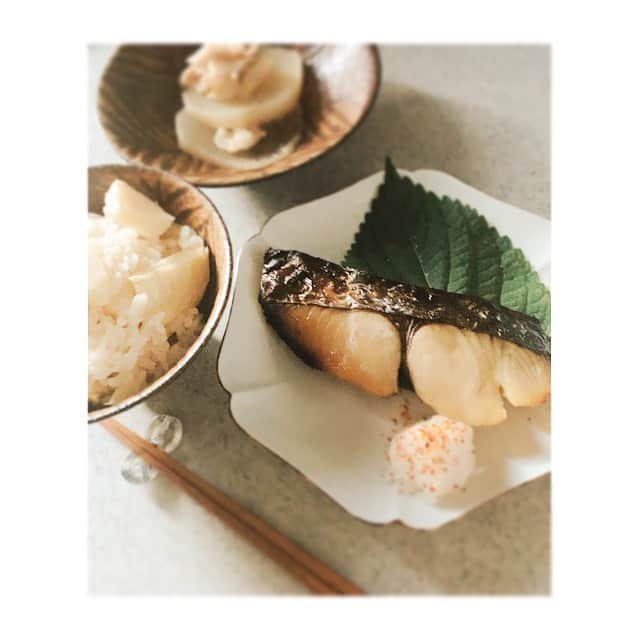 前田ゆかのインスタグラム：「たまにはおいしいお魚をいただきたくなります。 東京には四谷にしかなく京都で生まれた 西京漬.京華漬は家族からとても喜ばれますので久しぶりにお取り寄せしました。  我が家では料亭の味と言ってます☺️ 品があり酸味がない西京漬、中でもサワラがふっくらして非常に美味しいです。 思い出しては取り寄せて、 今日は竹の子ごはんと一緒にいただきます！  #おうちごはん #今日の晩ごはん　 #蔦の家 #西京漬の極み #満たされる和食 #ごきげんになるごはん」