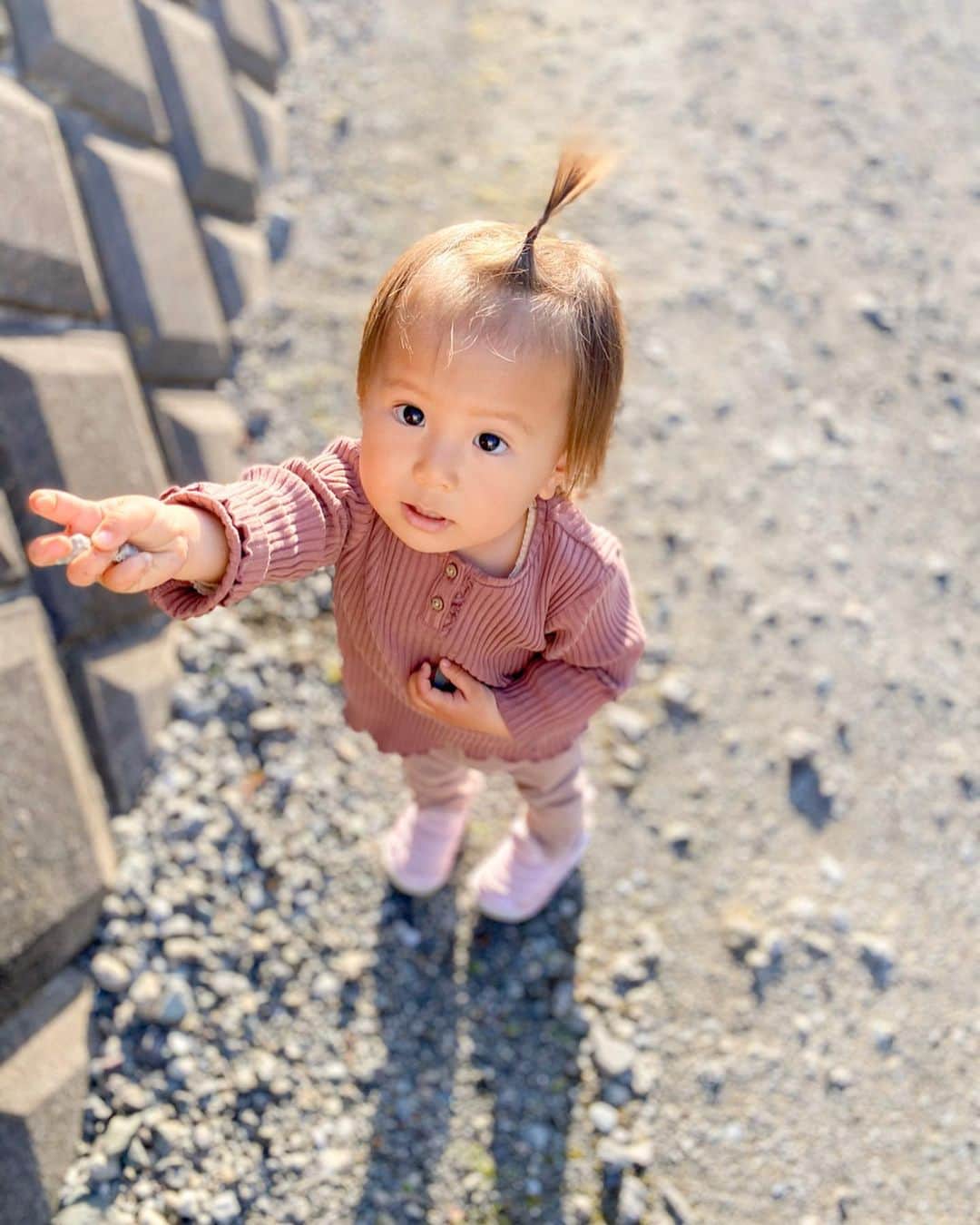 高橋菜摘のインスタグラム：「あい💭 ちょんまげすたいる❤︎ . . 色んな表情する1歳半になりました💓 キャラが七変化すぎて 何枚撮っても飽きないっ💭 楽しそうに実家のお庭歩き回ってます🐾 1人でもやばかったけど2人育児 本当にカメラロール爆発🤯 最近完全に成長日記インスタと化してる😳 おうちじかんを利用してデータ整理や 子供アカウントに載せていこ。 苦手だけど今やらなくていつやる😂 . . . #1歳 #1歳半 #女の子ベビー #女の子 #女の子ママ #女の子育児 #自粛生活 #おうちじかん #ベビフル #女の子コーデ #コドモノ #ベビーモデル #薄毛ベビー #ちょんまげ #2人育児 #兄妹ママ」