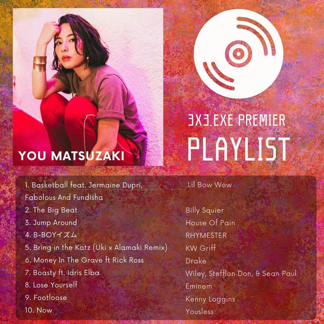 松崎夕のインスタグラム：「・ 🏀NEW MIX🏀 ・ ‪"3x3.EXE PREMIER PLAYLIST" by YOU MATSUZAKI on #mixcloud‬ ・ ‪🆓https://m.mixcloud.com/ddddjyou/3x3exe-premier-playlist/‬ (Link in bio🔗) ・ ‪3x3.EXEの試合中、特によく流す楽曲10選を使ったNEW MIX🎧‬ ‪これを聞いて、今後も3人制バスケットボールを盛り上げていきましょう!‬ ・ ・ #PREMIERPLAYLIST #3x3 #3x3EXE #3x3EXEPREMIER #3x3EXEPREMIER2019PLAYOFFS #三人制バスケ #Basketball #Dj #DJYOUMATSUZAKI #YOUMATSUZAKI #Tokyo #Japan #Club #Music #Hiphop #Japanesedj #Asiandj #Djlife」