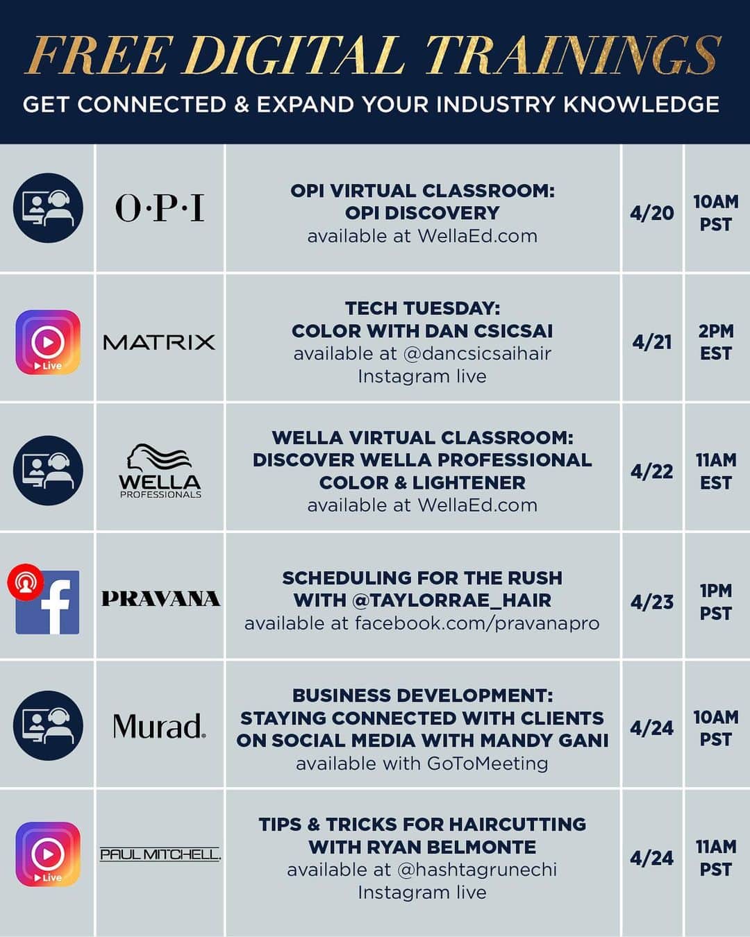 CosmoProf Beautyさんのインスタグラム写真 - (CosmoProf BeautyInstagram)「Looking for more ways to help grow your expertise and your business? Check out this lineup of educational webinars from our brand partners — From hot tips & techniques to business advice for managing during these trying times. Link in bio for the full calendar.」4月19日 23時03分 - cosmoprofbeauty