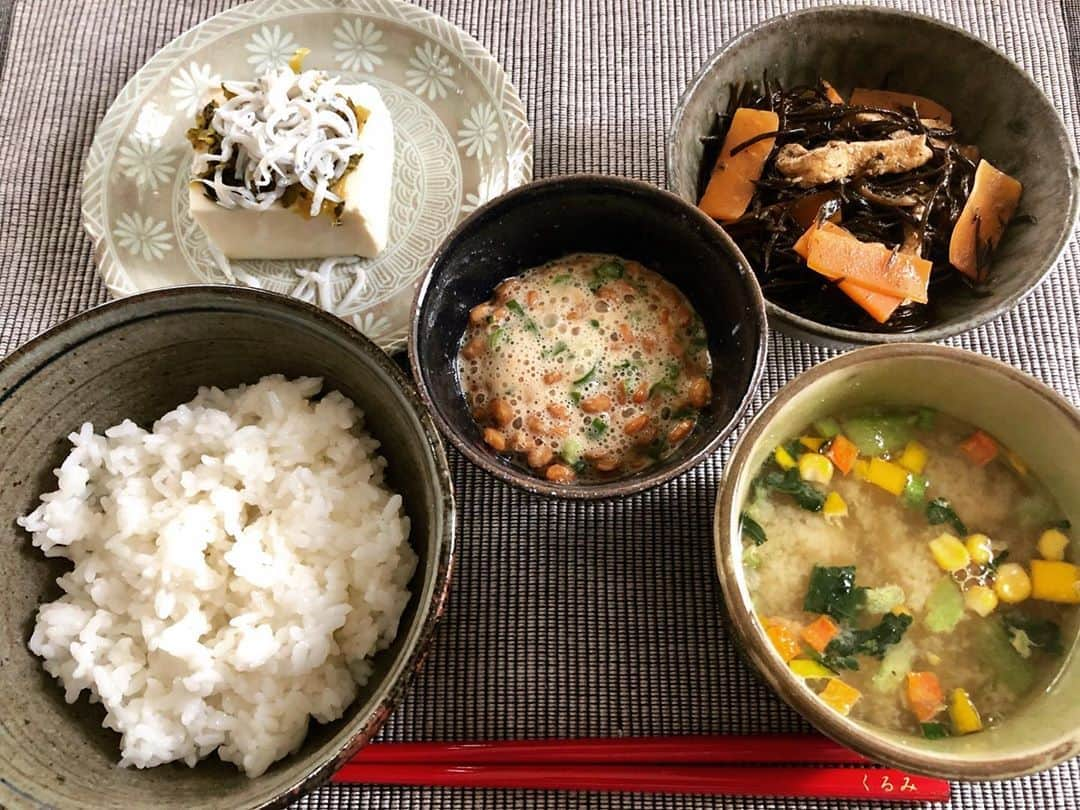 ホリエアツシさんのインスタグラム写真 - (ホリエアツシInstagram)「やさしい朝ごはんという概念🍚 #ひじき煮ちゃいました」4月20日 11時18分 - a.horie