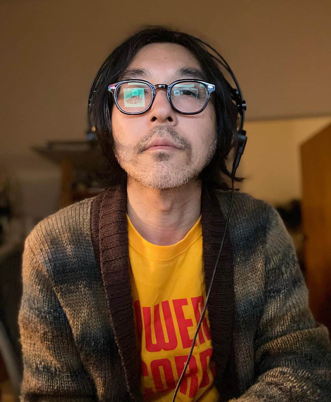 ケンゾーミナミのインスタグラム：「(The companion post for the following image.) . Also, when I got this @officialtowerrecords T-Shirt at Tower Records in Shibuya last December, who would had imagined that I would pretty much be living in it for such thing as quarantine.」