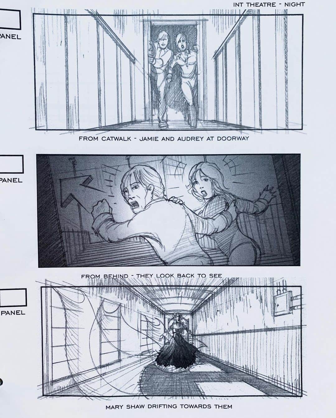 ジェームズ・ワンのインスタグラム：「100 Dolls in Mary Shaw’s Chamber (3/4). Detective Lipton shouldn’t have screamed! DEAD SILENCE storyboards (by Greg Chown).」