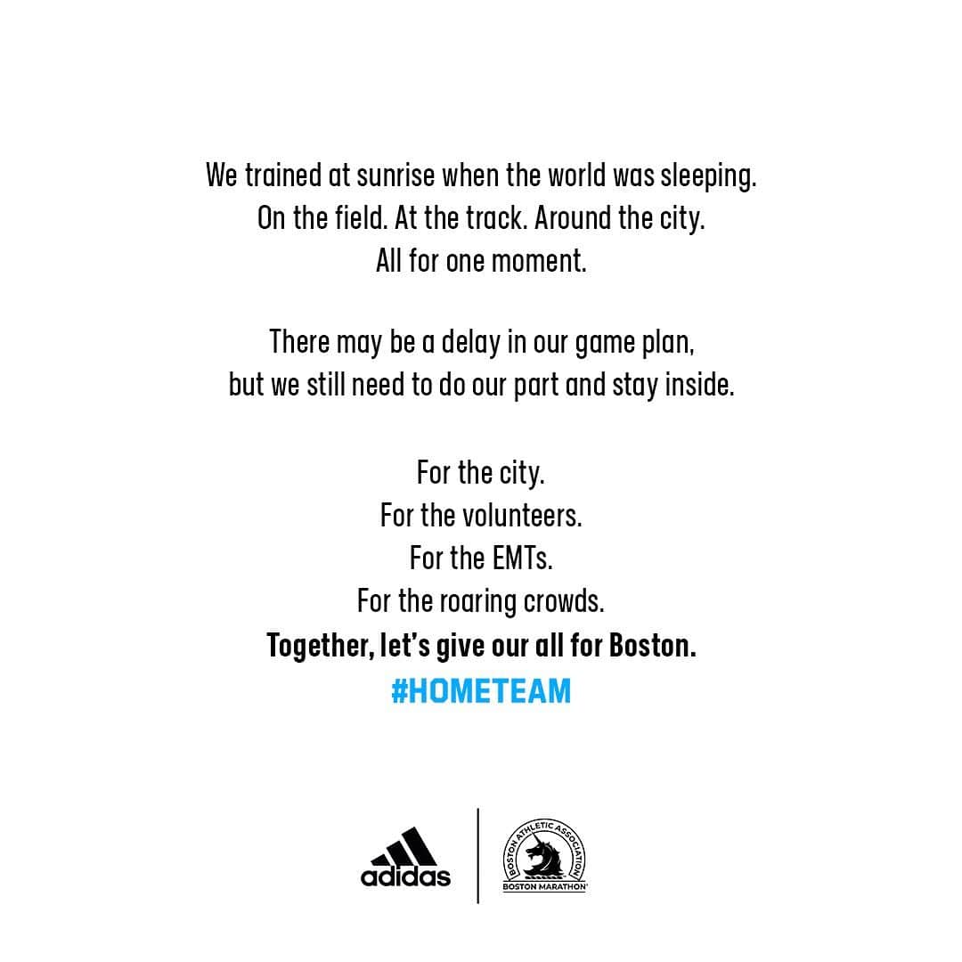 adidas Runningさんのインスタグラム写真 - (adidas RunningInstagram)「The #BostonMarathon course may be empty today, but our spirit has never been stronger. Here’s to 9.14.20. #HOMETEAM」4月20日 21時58分 - adidasrunning
