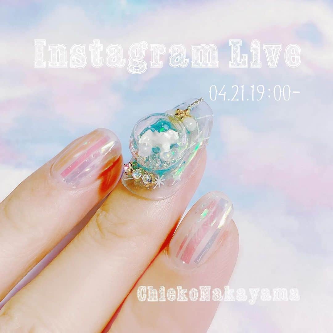 なかやまちえこのインスタグラム：「明日の#インスタライブ は！⠀ ポニー入りのドームやります！！⠀ こちらのドームはライブなども何度も過去にやってはいるのですが😳💦リクエストいただく事も多いので😳🙏💦💦⠀ サンプルは土台にMUSEのクリアマリン使ってますが、ライブではPBFのなかやまセットに入っているクリアパープル使いますね☺️✨💕あ！あと！PREXYグリッターも使います！！⠀ #nail #nails #nailart #ネイル #美甲 #ネイルアート  #japanesenailart #manucure #japanesenails #manicurist #gelnails #أظافر #네일아트 #미용 #vẽmóng #ngườiđẹp  #เพ้นท์เล็บ #искусствоногтя #artedeuñas #เพ้นท์เล็บเจล #ジェルネイルデザイン #ネイルデザイン #senikuku #nagelkunst #Instagramlive @pregelofficial @prexyofficial @kimagure_cat_whim」