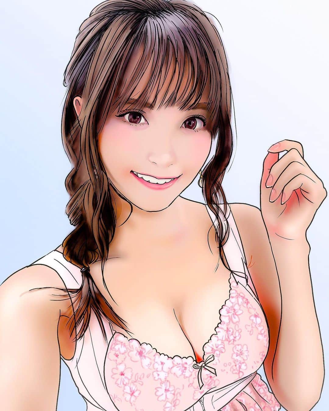 のインスタグラム：「‪『花咲れあさん(@h_rea_0503 )』‬ ‪#似顔絵 #イラスト #モデル #グラビアアイドル #caricature #illustration #portrait #model #reahanasaki‬」