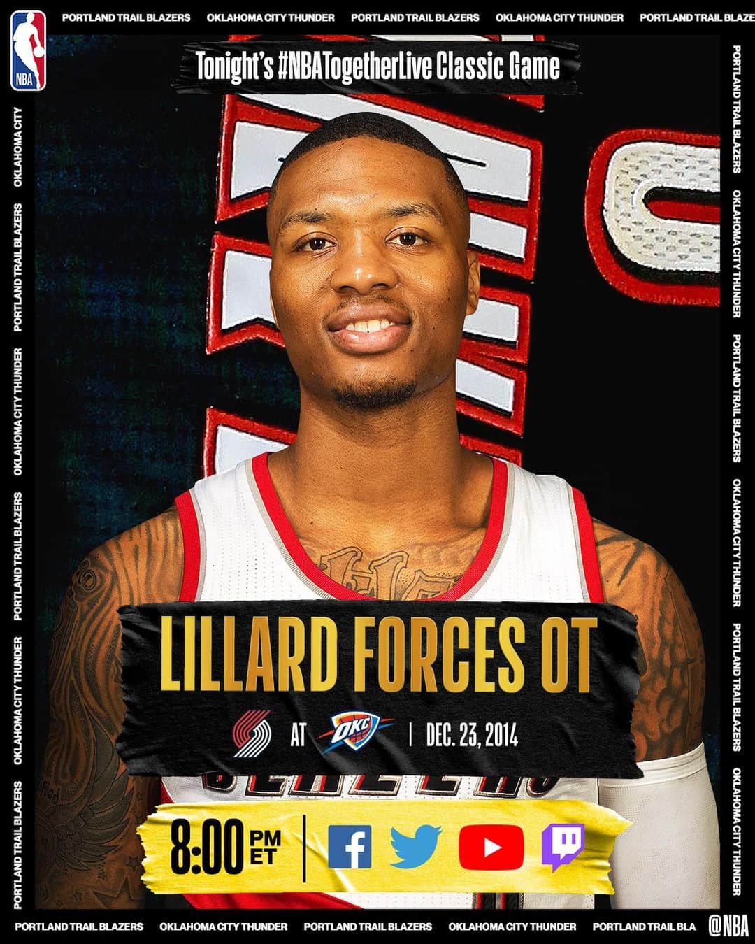 NBAさんのインスタグラム写真 - (NBAInstagram)「Tonight’s #NBATogetherLive classic game will feature @damianlillard’s big @trailblazers performance (40p/11a/6r) in OKC on December 23, 2014!  We’re streaming it live & watching together on @NBA Facebook, Twitter, YouTube & Twitch at 8:00pm/et!」4月21日 4時39分 - nba