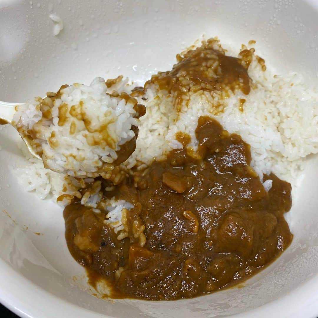 カバのインスタグラム：「【本日のボウルめし】 カレー。ボウルめしのときのカレーはこう。 パン屋の朝は早い。 . . #ボウルめし #カレー #カレーボウルめし #パン屋の朝は早い #あぁ、痩せたい」