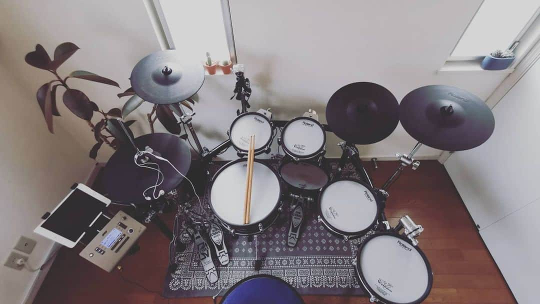 リアド偉武さんのインスタグラム写真 - (リアド偉武Instagram)「Drumming drumming drumming in my room🥁🥁🥁 #atv #ad5 #adrums #黒ゴムさん #サボテンちゃん」4月21日 17時04分 - ibriad_alexandros