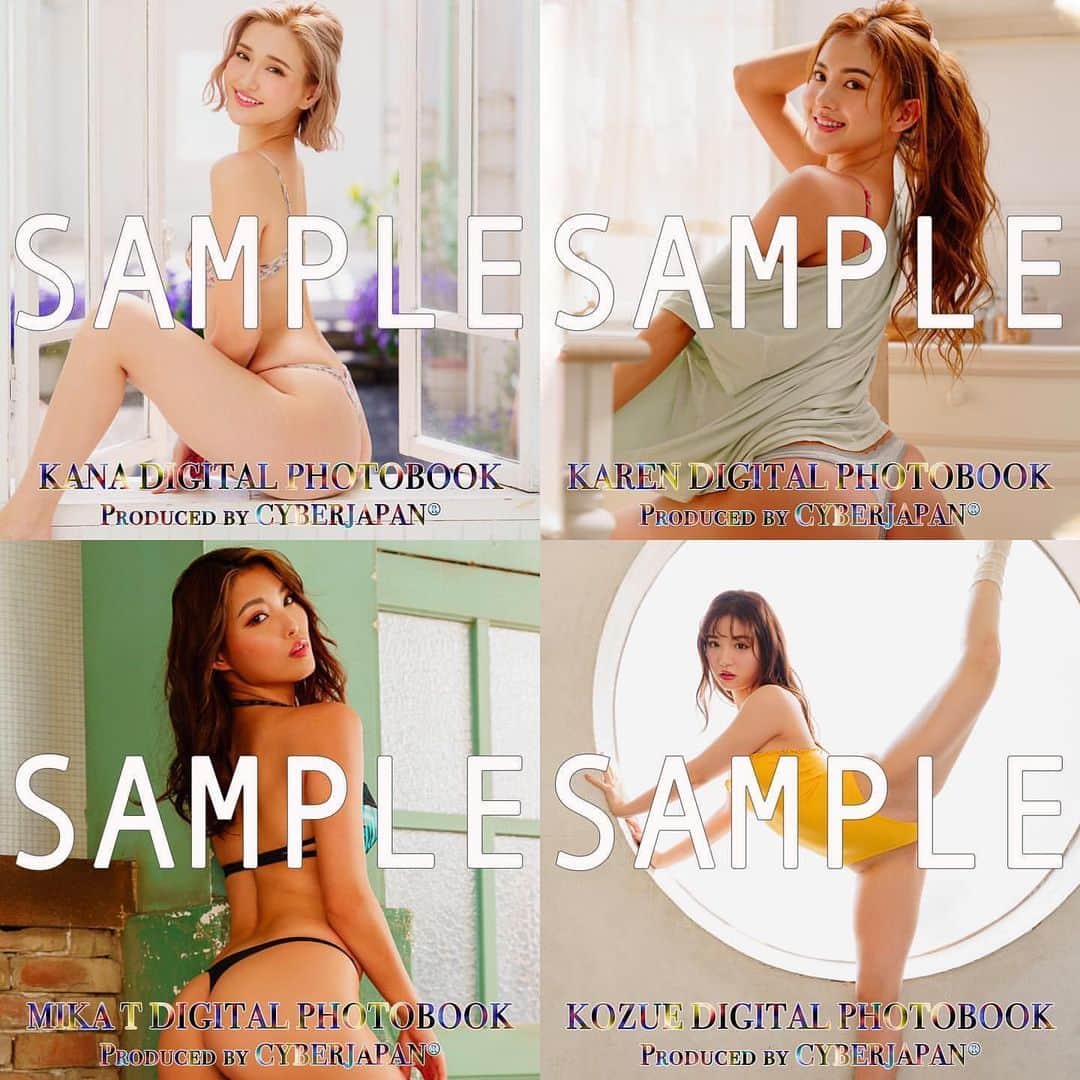 CYBERJAPAN Staffのインスタグラム：「発売スタート❣️ 本日17:00‼️ CYBERJAPAN デジタル写真集 Vol.2 を CYBERJAPAN WEB STORE にて リリース❤️ 前回は Kanae, Kazue, Haruka, Rio❣️ 今回は Kana, Karen, Mika T, Kozue❣️ 😊👍 . ➡️ https://cyberjapan.shop/ . Photo 八坂悠司 @yasaka_yuji_photo  Styling 木村美希子 @mikilala0505  Hair たかべともみ @momiko1221 . . #cyberjapan #サイバージャパン #デジタル写真集 #gravura #グラビア」