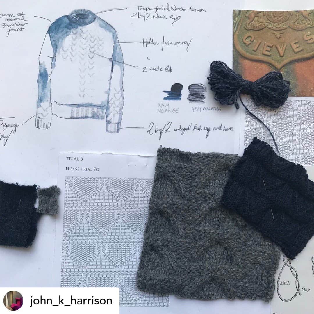 ギーブス&ホークスのインスタグラム：「Repost from our Creative Director @john_k_harrison  Part 3 ‘ Designing ‘. ‘ We think this is the best part, the freedom to explore the ideas we set out to do. To work into the detail, sketch , sketch and sketch. To draw up the shapes as figures, work the pattern and print, with scale and repeat. Select the appropriate cloth to style, to select the perfect embroidery. The design process is infinite and endless. Stopping is the hard bit sometimes. At GH the team hand draws the pieces and prepares the packs to go to the weavers, makers or printers to be realised. Mostly we try to be as accurate first time ,to minimise waste and cost. After this the collection is tightened and cadded up to form a line sheet and buying range. Part 4 will show this. With some single case studies.」