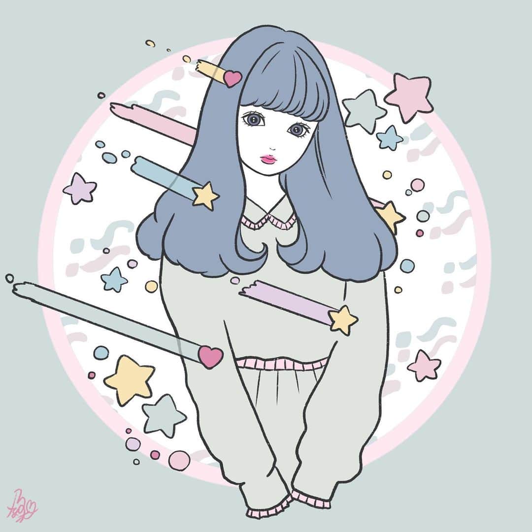 のインスタグラム：「好きな色 . . . #イラスト#アート#絵#画#イラストレーター#デザイン##illustration#illustrator#art#drawing#artist#painting#artwork#watercolor#sketch#pencil#digitalart#graphite #創作#絵描きさんと繋がりたい#塗り絵 #服 #おしゃれさんと繋がりたい #おしゃれ女子 #ガーリー#今日の服#お洒落さんと繋がりたい#今日のコーデ #服装」