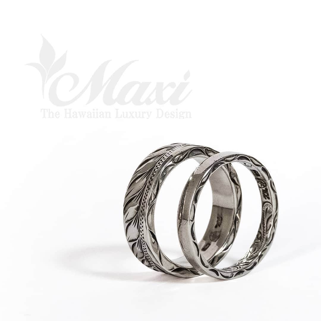 のインスタグラム：「HM collection heavy ring and inside engraved ring🌊🌴🤙✨ #maxi #maxihawaiianjewelry #hawaiianjewelry #hawaiianheirloom #engraving #hawaii #hawaiian #ring #マキシ #マキシハワイアンジュエリー #ハワイアンジュエリー #ハワイ #ハワイアン #リング #指輪」