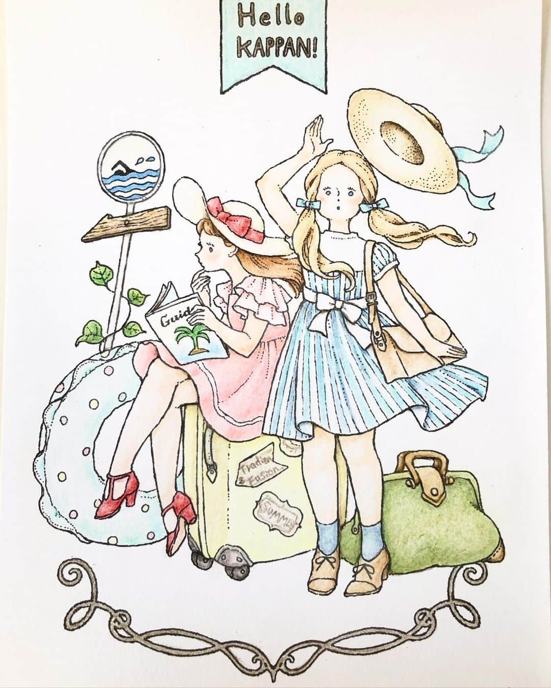 Sora Momoさんのインスタグラム写真 - (Sora MomoInstagram)「夏の女の子たちの塗り絵完成しました👒 ☺︎ 日差しが明るい初夏をイメージして塗ってみました 井田千秋さん @dacchi_tt が描かれる女の子は本当に可愛いくて 塗ってる間も見てると癒されます💓 早くこんな風にお出かけ出来るようになるといいですね ☺︎ やっぱり塗り絵を塗ってる間は どんな色にしようかな〜とか どんな感じにしようかな〜とか塗り絵のことで頭がいっぱいで 他のことは全く考えないのがいいなぁ ☺︎ #塗り絵#大人の塗り絵#井田千秋 #ダウンロード塗り絵 #dl塗り絵 #お家時間 #油性色鉛筆 #私の癒し時間#tera_nurie」4月21日 23時49分 - teratera_sorapu_