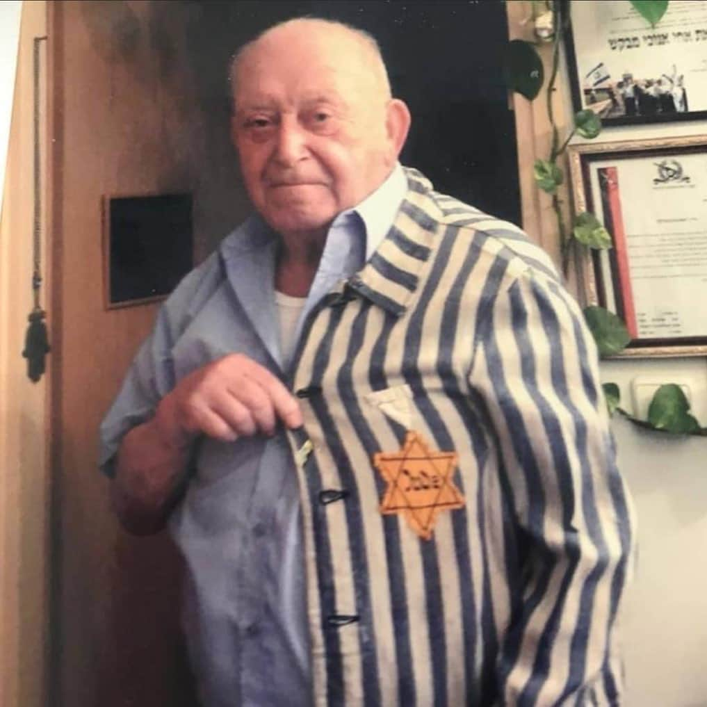 ガル・ガドットさんのインスタグラム写真 - (ガル・ガドットInstagram)「This is my sweet grandpa Abraham Weiss wearing the prison camp uniform he was forced to wear as a teenager during the Holocaust in Auschwitz.. he lost his entire family because they were the ‘wrong race’ in someone else’s opinion, and miraculously avoided his own untimely death 9 times (!!!) I miss you Saba. A lot. Your legacy is always with us.. your love for life and all people.. your ability to forgive and to see the good in everything. You were bigger than life and you are so missed. #holocaustremembranceday #holocaustsurvivor」4月22日 4時20分 - gal_gadot