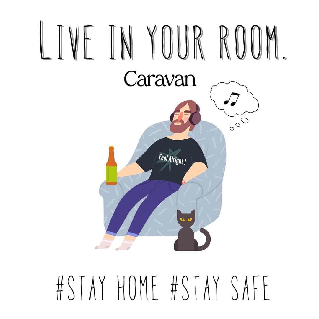 Caravanのインスタグラム：「2020.04.22  昨夜は沢山の視聴、本当にありがとう。  久しぶりに皆の声を  コメントという形だけど聴けて すごく嬉しかった。  4/22 pm8時頃まではストーリーに残っています。  良かったらご覧下さい。  Tシャツは早速 追加で作っています。  購入出来なかった方、すいません。  すぐに補充しますね。  昨日、ライブ内でお知らせしたのですが  Live in Your Room #2を  4/30(thu) 20:00に開催します。  今回は1200円のデジタルチケットを  購入して頂けたら視聴可能となります。  昨今の活動の厳しさも話させて頂きましたましたが、  みんな同じく大変な時だと思います。  無理なく御理解頂けるようでしたら、  是非とも参加 お待ちしています！  Caravanスタッフ一丸となって  映像も音声も内容もより良い物を届けたいと思います。  digital ticket 1.200yen now on sale.  info→zaiko https://caravan.zaiko.io/e/liveinyourroom  生配信終了後でもチケット購入者は  72時間は何度でもご覧いただけます。  詳しくはharvestのFacebook、  Caravanのホームページ等をご覧下さい。  ありがとうございました！」