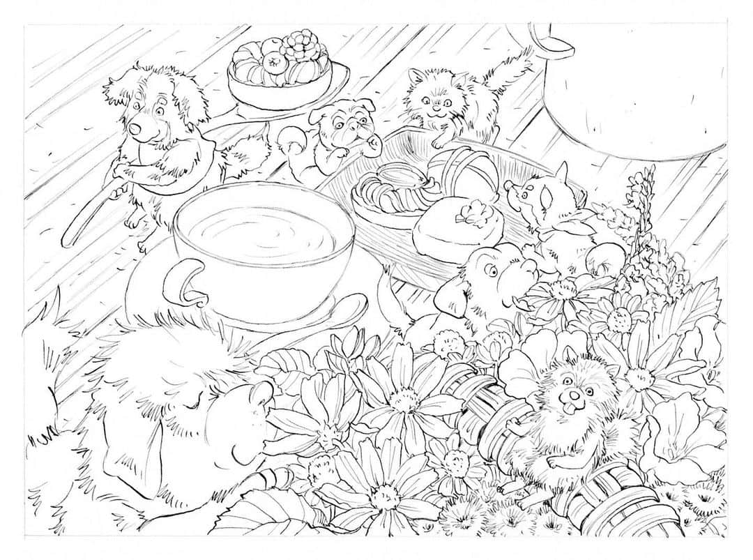 イラストレーター山崎牧子さんのインスタグラム写真 イラストレーター山崎牧子instagram 花とフェアリーな動物たち 塗り絵セット プリント用に画像をもう一度 アップさせていただきます 実際にプリントしてみて確認 してみました 何度もごめんなさい 先程の