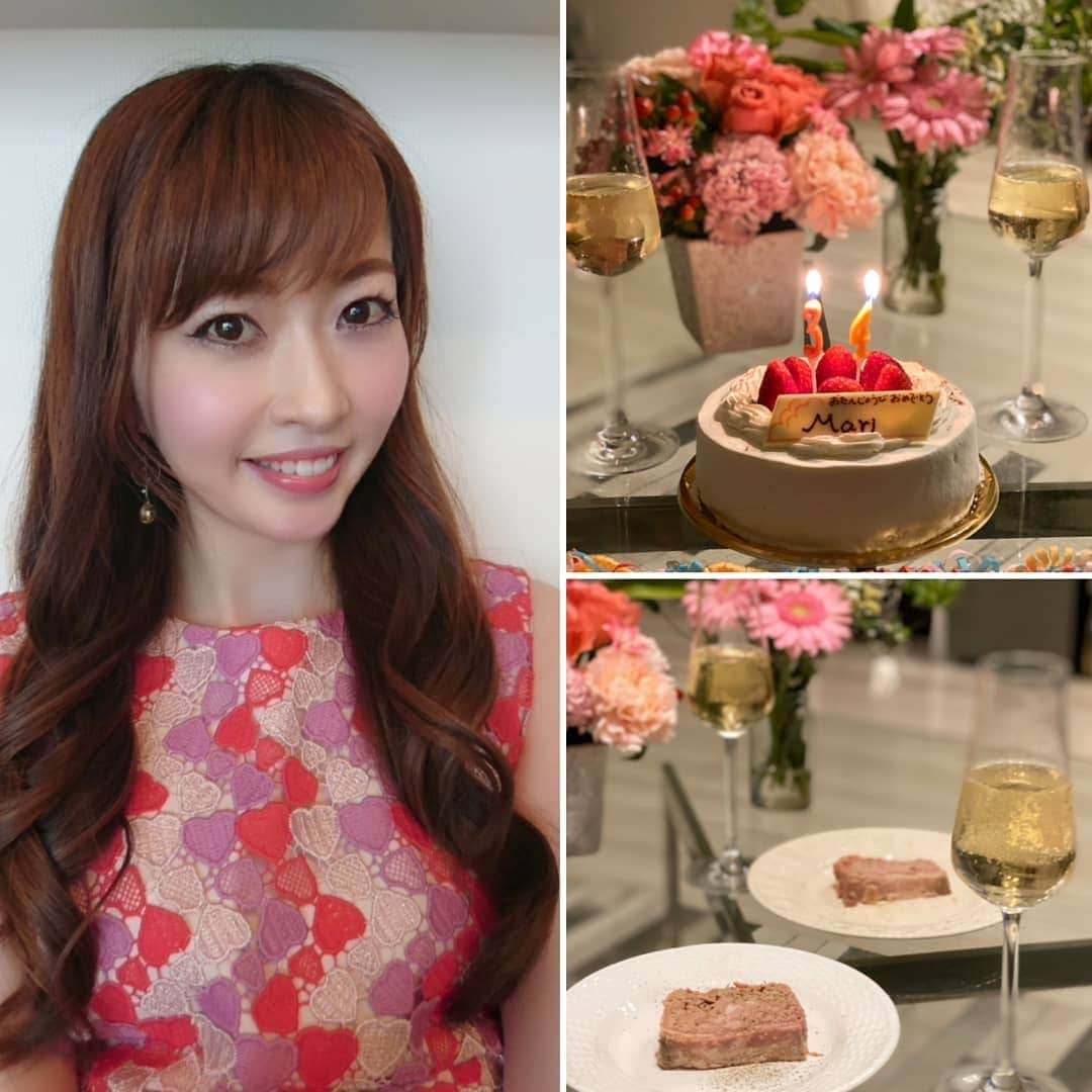 三浦真理子さんのインスタグラム写真 - (三浦真理子Instagram)「. 本日、無事に34歳の誕生日を迎える事ができました😉❣️ . お祝いメッセージ送ってくださった皆様、有難うございます😍❤️ . 右下は主人が一晩寝かせた『 パテドカンパーニュ』🎵 . 初めて作ってくれけど、めっちゃ美味しかった🍴✨ . 予約してたお店に行けなかったけど幸せな時間を過ごせる事ができました❣️❣️ . . #誕生日 #誕生日ケーキ #パテドカンパーニュ #手料理 #フレンチ #いいね歓迎 #いいねしてね #pleasefollowme #instafood #birthday #happybirthday #ホールケーキ #手作りディナー #体調に気をつけて #❤️ #🍀 #乾杯 #夫婦 #料理 #🎵 #🍴」4月22日 21時01分 - marigram.22