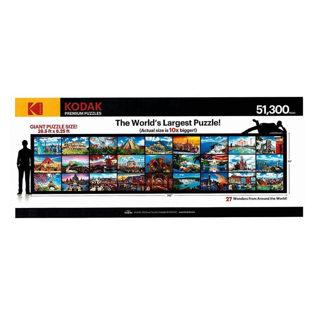 HYPEBEASTさんのインスタグラム写真 - (HYPEBEASTInstagram)「#hypeAF: @kodak has released what currently stands as the world’s largest puzzle. Comprised of 51,300 pieces, the 28.5 feet x 6.25 feet puzzle celebrates “the heritage of Kodak and beautiful photography” spotlighting 27 wonders from around the world, including landmarks like the Taj Mahal, Colosseum of Rome, Great Wall of China and Statue of Liberty. It can also be completed as 27 puzzles as the individual images are packaged into separate 1,900 piece sets. It’s now available at @amazon, @seriouspuzzles and Puzzle Warehouse for a price of $600 USD.⁠⠀ Photo: Kodak」4月22日 22時57分 - hypebeast