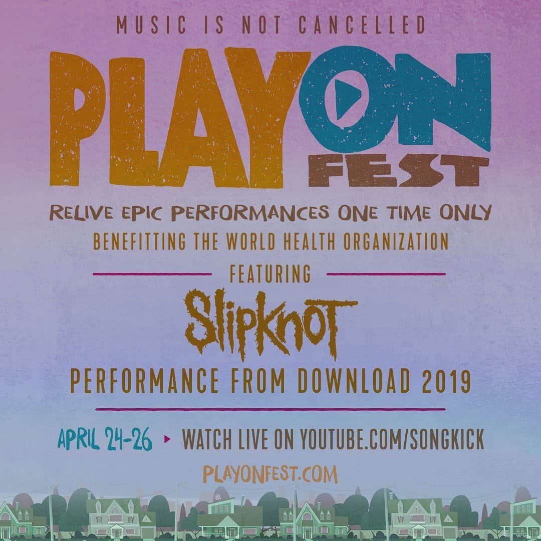 Slipknotさんのインスタグラム写真 - (SlipknotInstagram)「@PlayOnFest2020 airs this weekend starting Friday 4/24 at Noon ET in support of the @WHO. Relive our performance from Download Festival 2019 + more: playonfest.com」4月23日 0時35分 - slipknot