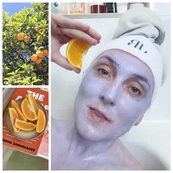 JO BAKERのインスタグラム：「E A R T H • D A Y 🌍 Being a #Londoner living in #LA ...I will always be completely in awe of the amount of orange and lemon trees that surround our daily life and neighborhoods- this incredible fruit packed with vitamin c must not to be taken for granted. #motherearth #mothernature I have immense respect and admiration for you!!! #foodismedicine #healing #nature #naturesbounty #earthday .... head over to my stories to see my showcase some of my fave #earthfriendly #skincare brands from this mornings indulgent bath time!! #jobakermakeupartist #stayhome #selfcare #sharingiscaring Mask is #violetcradiancemask by @tatcha 🌍‼️💋」
