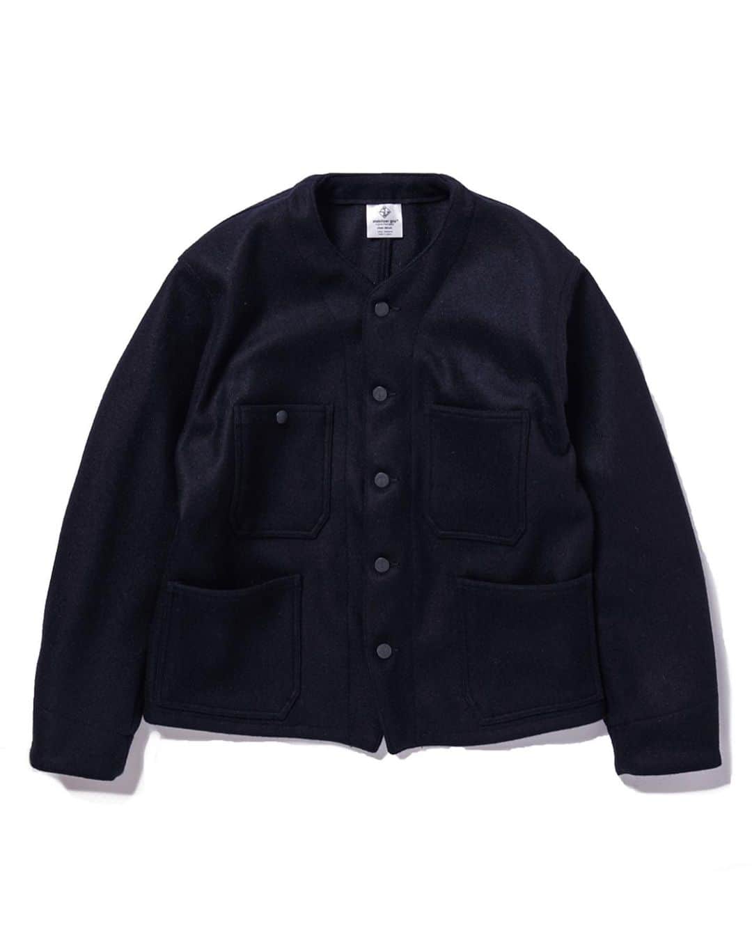 スタビライザー ジーンズのインスタグラム：「AW2020 8-37M  engineer jacket color: dark navy fabric: mid weight melton material: 70% wool 20% angola 10% nylon chest: 36.38.40.42.44 release: Oct.2020 price: 43000JPY+tax #stabilizergnz」