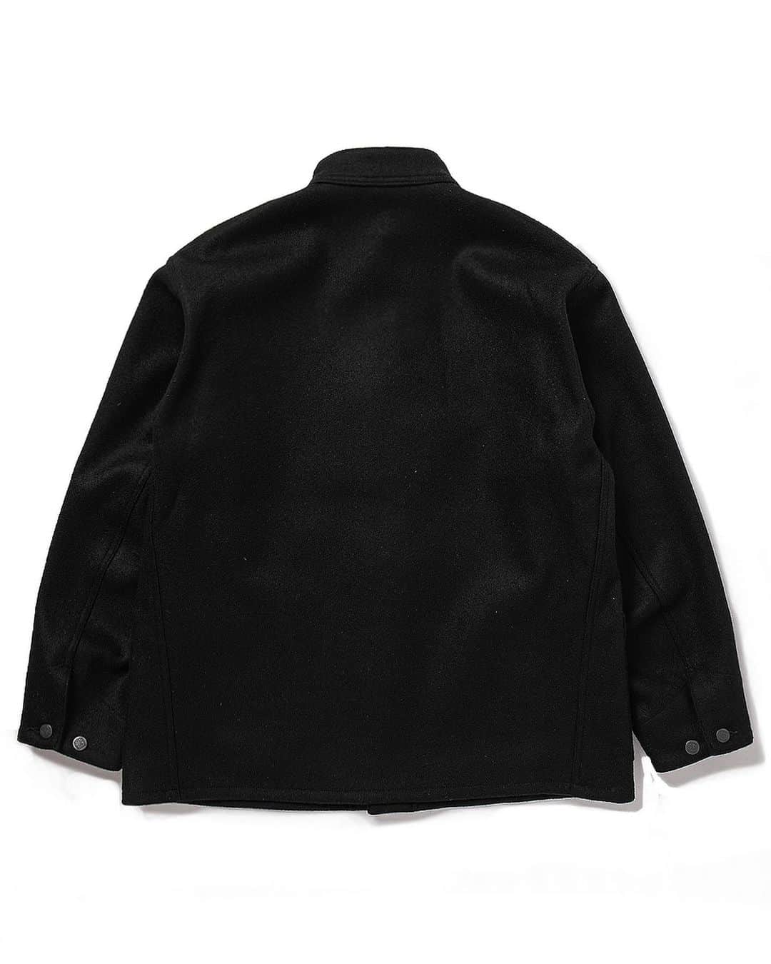 スタビライザー ジーンズさんのインスタグラム写真 - (スタビライザー ジーンズInstagram)「AW2020 8-35M stand collar chore coat color: black fabric: mid weight melton material: 70% wool 20% angola 10% nylon chest: 36.38.40.42.44 release: Oct.2020 price: 44000JPY+tax #stabilizergnz」4月23日 10時05分 - stabilizer_gnz