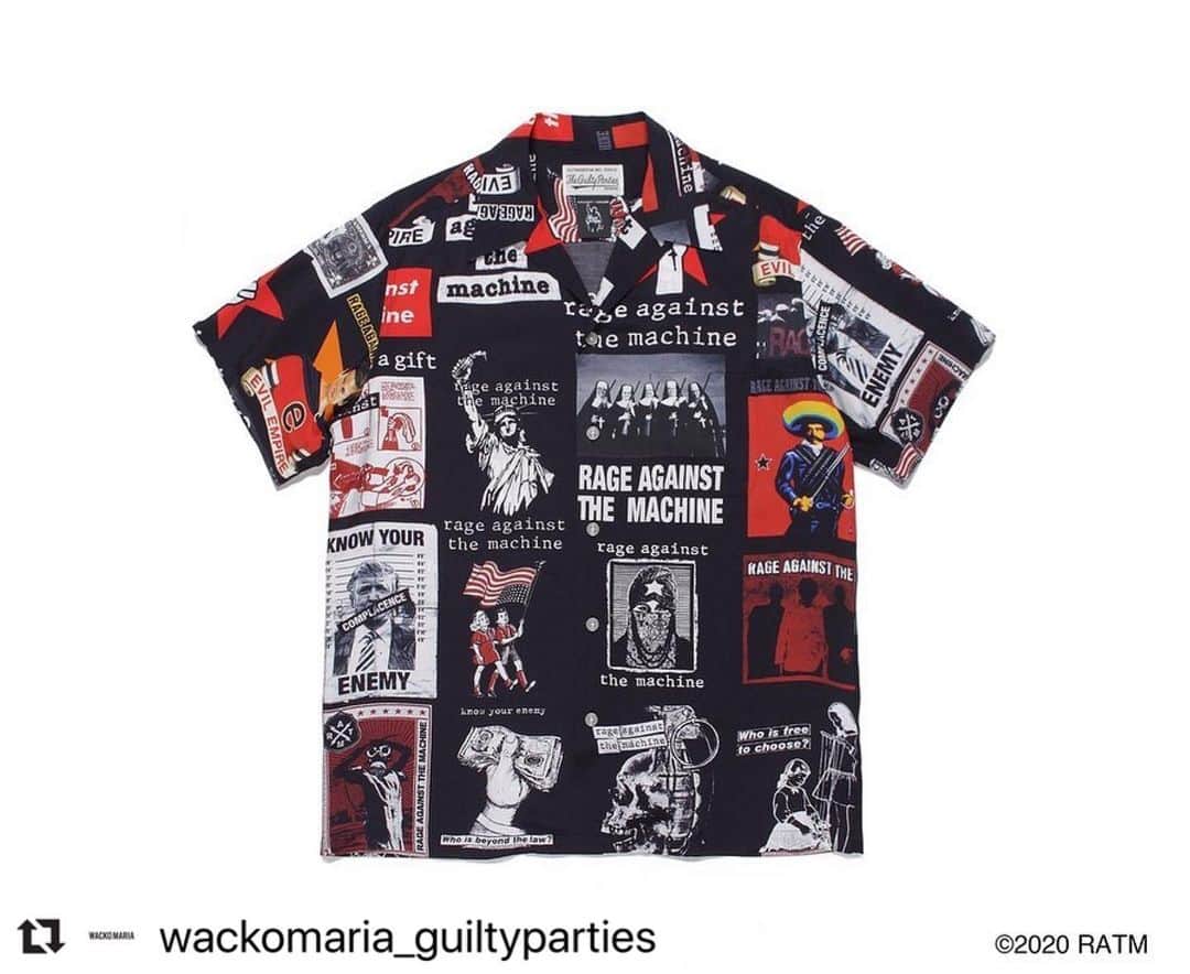 Daizo Yoshiokaのインスタグラム：「4/25  Release #Repost @wackomaria_guiltyparties with @make_repost ・・・ RAGE AGAINST THE MACHINE / WACKO MARIA 25/04/2020 #rageagainstthemachine #ratm #wackomaria #guiltyparties」