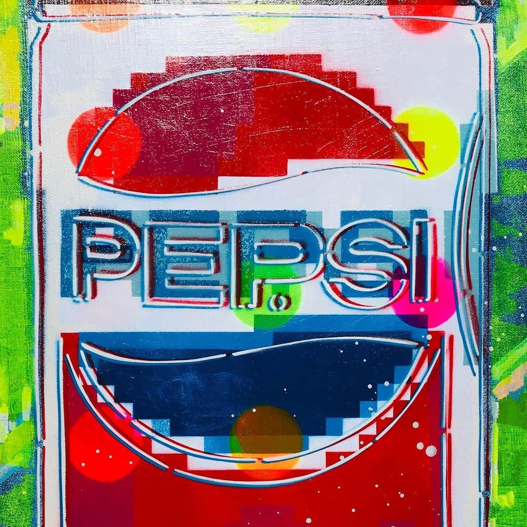 LOOTONEのインスタグラム：「LOOTONE Artwrok 2020 "PEPSI Can" Size : F10(530×455mm)  この作品へのお問い合わせは ガレリア・グラフィカ(銀座)まで。 Contact this artwork www.galleriagrafica.com」