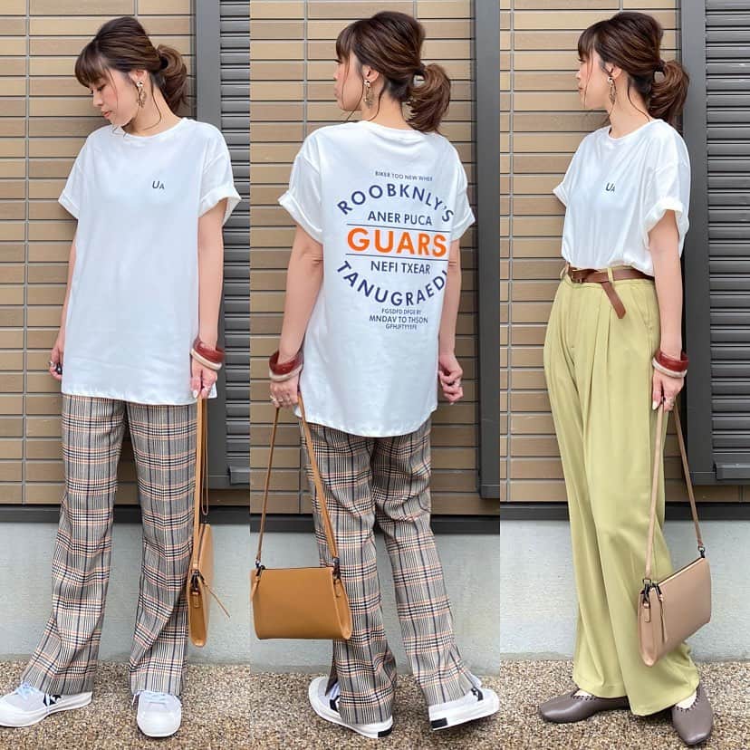 miho.a.nicoさんのインスタグラム写真 - (miho.a.nicoInstagram)「コーデの記録😊 ・ 1つ前の @ladiesfashion.kandk さんのTシャツ全身コーデ😊 バックプリント可愛い❤️ ・ tops# @ladiesfashion.kandk ・ ・ 左から→ bottoms# @freaksstore_official  bag# @vitafelice_shop × @miho.a.nico ・ shoes# @converse_jp  pierce# @hiradesukedo ・ ・ bottoms# @ladiesfashion.kandk  bag# @vitafelice_shop × @miho.a.nico ・ shoes# @freaksstore_official ・ ・ #cordinate#outfit#instafashion#コーデ#コーディネート#今日のコーデ #ファッション#オトナカジュアル#プチプラコーデ#プチプラ#ootd#春のコーデ#春コーデ#pr#ハンツスタイル#ピスタチオカラー#チェックパンツ#バックプリント」4月23日 22時48分 - miho.a.nico