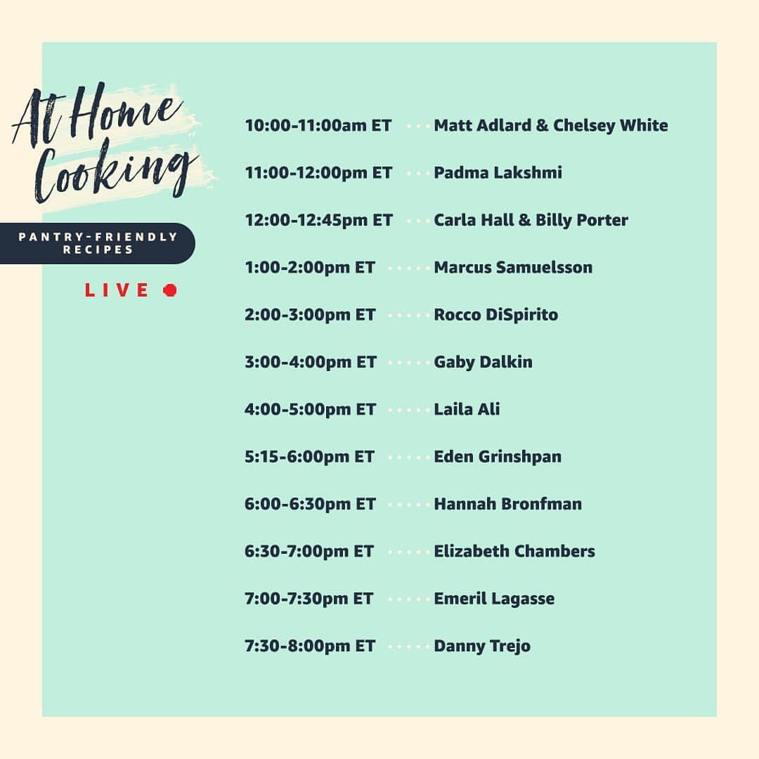 Amazonさんのインスタグラム写真 - (AmazonInstagram)「Start your ovens! 🔥🍳🔥 #AtHomeCooking is live 10AM-8PM ET on @amazonlive, through the “Live” tab on Fire TV, or via link in bio. Watch, chat, and cook along with your favorite chefs to help support @feedingamerica.」4月23日 23時05分 - amazon
