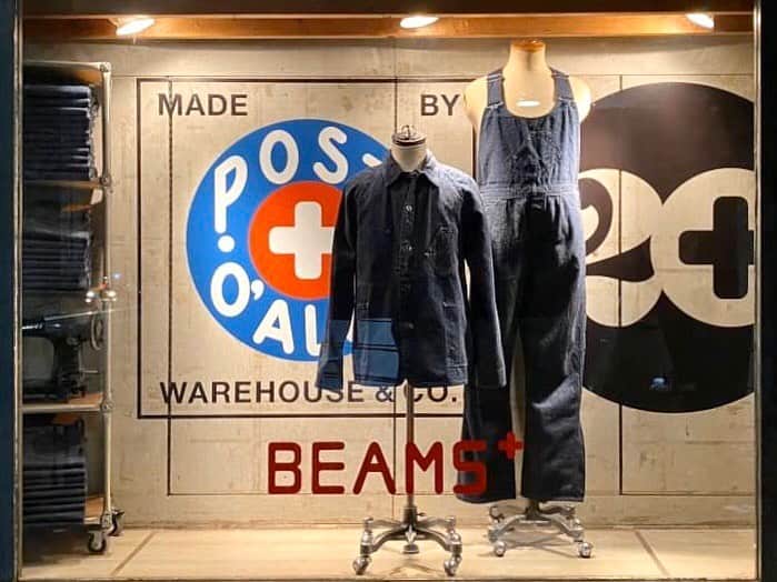 のインスタグラム：「・﻿ ﻿ POST OVERALLS × WAREHOUSE × BEAMS PLUS﻿ ﻿ #beams ﻿ #beamsplus ﻿ #beamsplusharajuku ﻿ #beamsplusyurakucho﻿ #postoveralls﻿ #postoalls﻿ #warehouse #coverall #overall #workwear #denim #madeinjapan #mensfashion  #menstyle  #menswear」