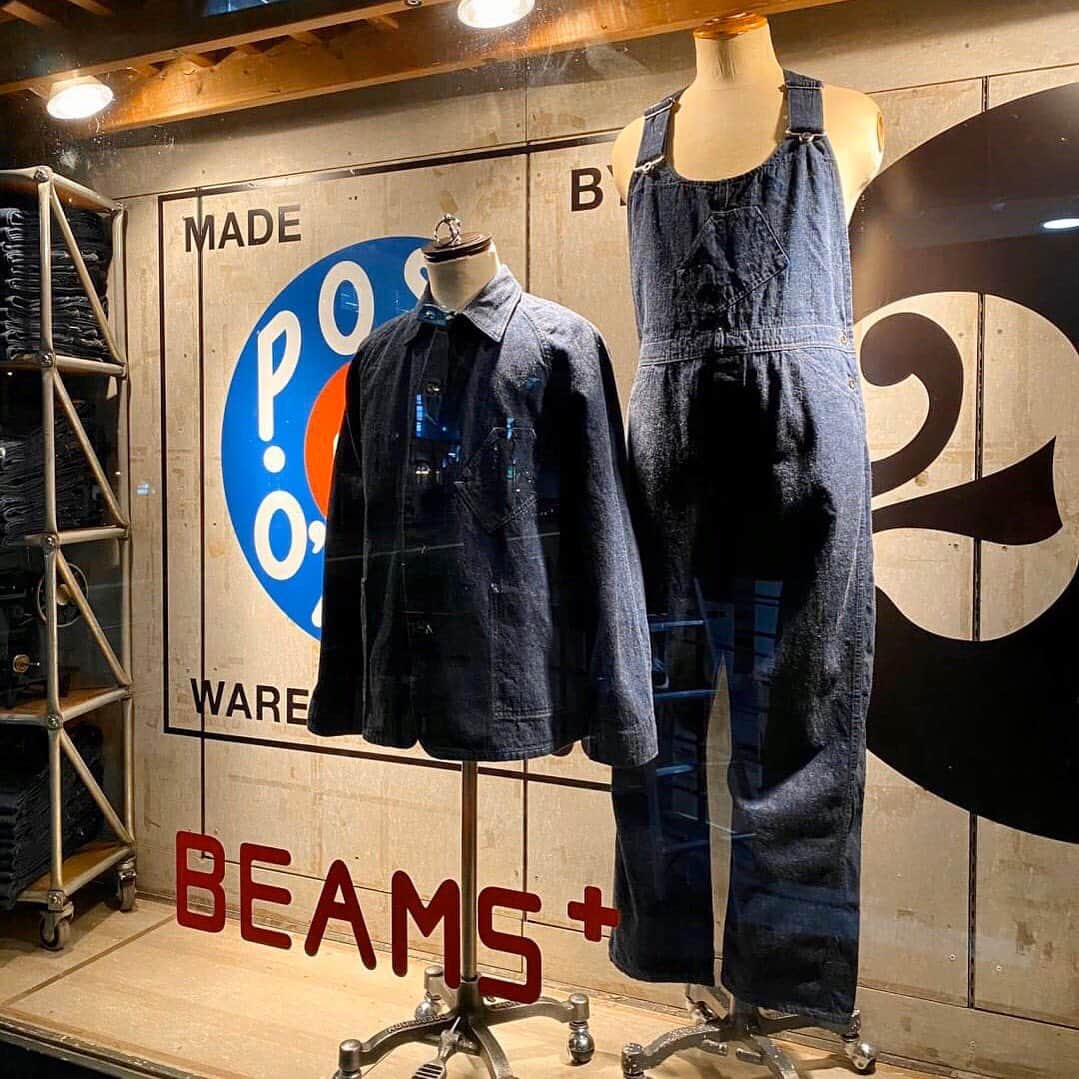 のインスタグラム：「・﻿ ﻿ POST OVERALLS × WAREHOUSE × BEAMS PLUS﻿ ﻿ #beams ﻿ #beamsplus ﻿ #beamsplusharajuku ﻿ #beamsplusyurakucho﻿ #postoveralls﻿ #postoalls﻿ #warehouse #coverall #overall #workwear #denim #madeinjapan #mensfashion  #menstyle  #menswear」