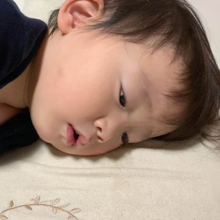 のインスタグラム：「😴💤 寝ぼけながら「ママー」ってよく言ってる🥺かわいい🥺 そして、安定の白目🤣💕 * #お昼寝#寝顔#成長記録#男の子#2歳0ヶ月#白目#癒し#riorukaren_movies_」