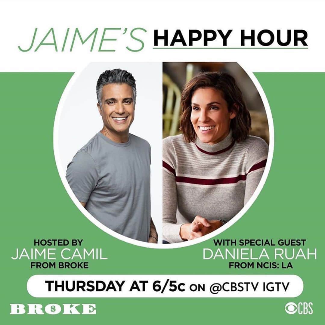 NCIS:LA 〜極秘潜入捜査班のインスタグラム：「@danielaruah is the first guest on #JaimesHappyHour! Head over to @cbstv to check out her interview with @broke star @jaimecamil! 💚🧡」