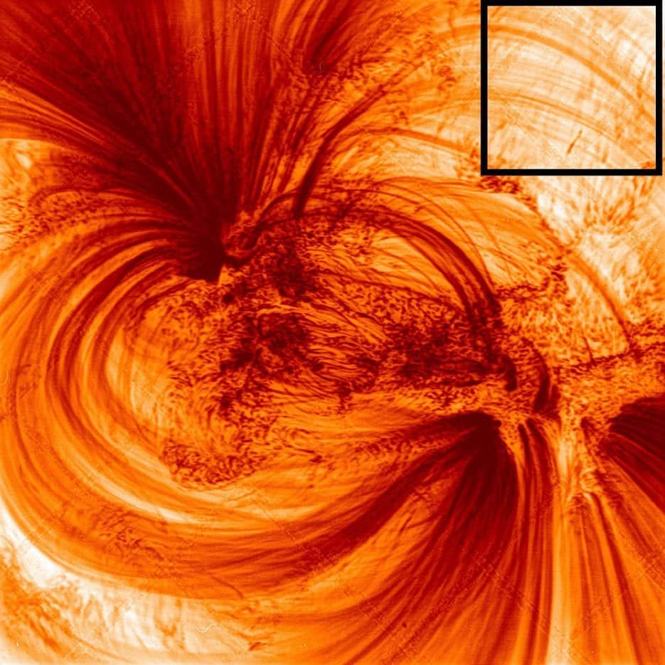 NASAさんのインスタグラム写真 - (NASAInstagram)「Swipe to see the Sun’s outer atmosphere in unprecedented detail 🔎  Scientists used a rocket-borne telescope to capture the highest-resolution views of the Sun’s outer atmosphere, or corona. The images show loops as thin as 125 miles across in areas that appear dim and fuzzy in other Sun-watching telescopes.  These images provide visual evidence that the staggeringly hot material that fills the Sun’s corona — which is some 300 times hotter than its surface — has definite structure on fine scales, rather than being a homogenous soup of particles.  The images were captured by @nasa’s High-Resolution Coronal Imager, or Hi-C mission, on May 29, 2018. Hi-C is a solar telescope mounted on a sounding rocket, a sub-orbital rocket that makes brief flights into space before falling back to Earth. The Hi-C mission is led by principal investigator Amy Winebarger of @nasa_marshall, and NASA’s sounding rocket program is led out of our sister facility, @nasawallops.  More at nasa.gov/soundingrockets #nasa #space #rockets #science #sun」4月24日 1時54分 - nasagoddard