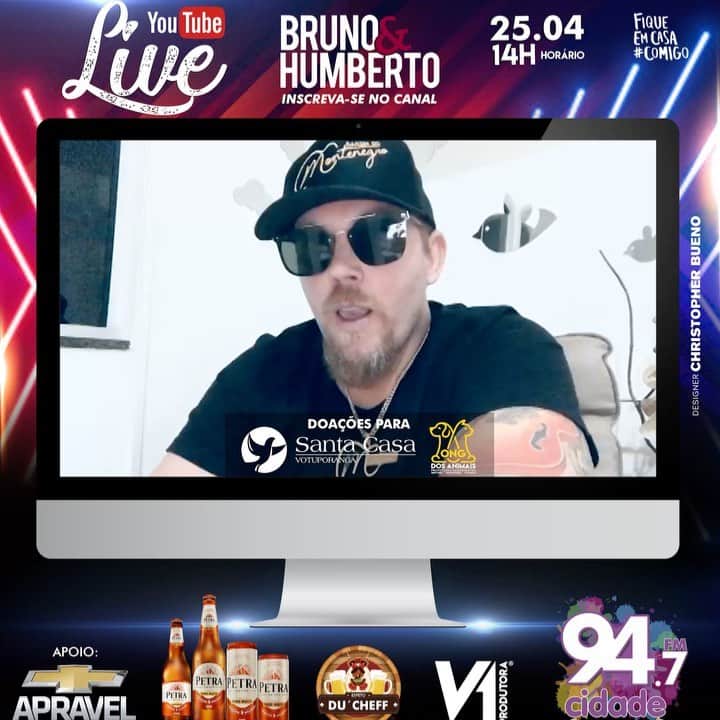 ウェリグトンのインスタグラム：「🎥 LIVE BRUNO E HUMBERTO 🎙️🎸 Em prol: 📍SANTA CASA DE VOTUPORANGA 🏥 📍ONGS DOS ANIMAIS 🐶🐱 🎖️JUNTOS SOMOS MAIS FORTES🎖️ 🎥📲 Nossa Live é Sábado dia 25 de abril, às ⌚ 14h, vamos falar do nosso DVD e cantar o melhor do sertanejo 📲 🎥  Vamos ajudar galera 🎁👏🏻 Fique em casa 🏠 😷  Beba com moderação 😅👍🏻 BRUNO E HUMBERTO 🎙️🎸」
