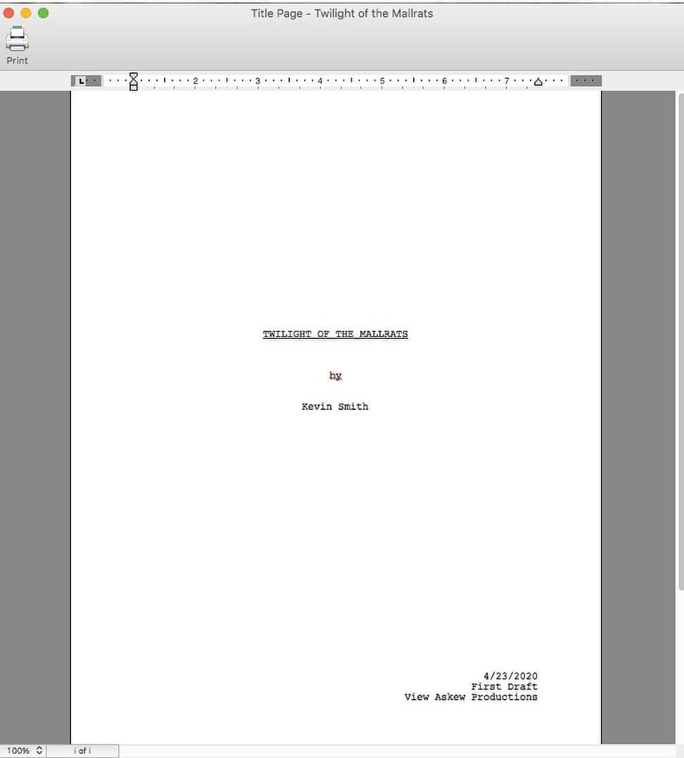 ケヴィン・スミスさんのインスタグラム写真 - (ケヴィン・スミスInstagram)「Thanks in part to the #Quarantine, I finally finished a funny first draft of “TWILIGHT OF THE MALLRATS”! 25 years after the original, Brodie Bruce will be back for an unnecessary sequel set against the Mallpocalypse!  Rene, Willam, Gwen, Brandy, T.S., Trish, Mr. Svenning, LaFours and the rebooted @jayandsilentbob are the returning ‘Rats in an Askewniverse imagining about what happens when the sidewalk sales end, and “happily ever after” is easier to say than live! The #jayandsilentbob stuff is some of my favorite conceptual comedy I’ve ever written but the whole script is silly, sentimental and sweet. And at 98 pages, the story moves like a brakeless bullet train! It’ll be months before we can actually shoot it, but if you wanna know the backstory, I recorded an entire episode about “Twilight of the Mallrats” for my new podcast, “Silent Bob Speaks” - available at That Kevin Smith Club (link in my bio)! And now that *this* script is done, it’s on to a new draft of #moosejaws and then the first draft of the new version of #clerks3!  #KevinSmith #mallrats #brodiebruce #twilightofthemallrats #movie #90s #screenplay #coverpage」4月24日 10時06分 - thatkevinsmith