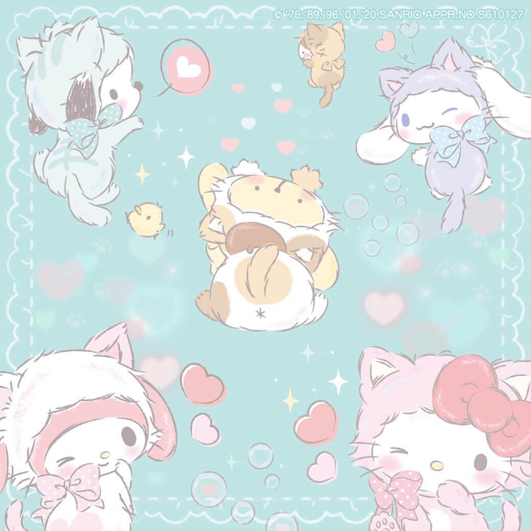 のインスタグラム：「Hello Kitty, Pochacco, and the mischievous kitty cuties are back for more! 🐈💗 . #linecamera #lineカメラ #라인카메라 #sanrio #サンリオ #hellokitty #ハローキティ #mymelody #マイメロディ #cinamoroll #シナモロール #pompompurin #ポムポムプリン #pochacco #ポチャッコ #可愛い #kawaii #cute #cat #kitty #ねこ #ネコ #猫 #スタンプ #ステッカー #stickers #sticker #stamp #stamps」