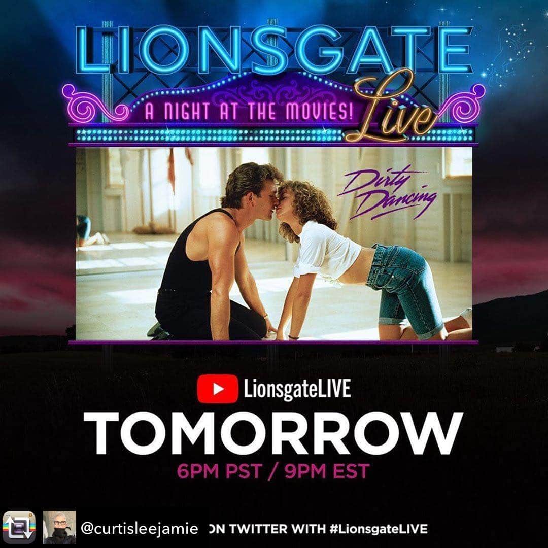 ジェニファー・グレイのインスタグラム：「tomorrow night join my pal @curtisleejamie the hostess with the mostest at @lionsgate @dirtydancingmovie #lionsgatelive」